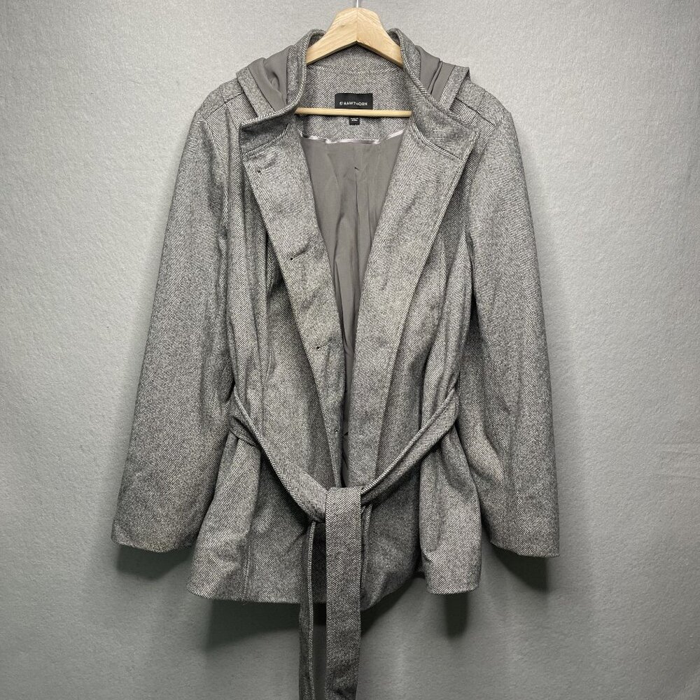 41 Hawthorn Gray Herringbone Peacoat Hooded Jacket 2X